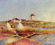 unknow artist Landscape with Mill near the Salt Ponds France oil painting artist